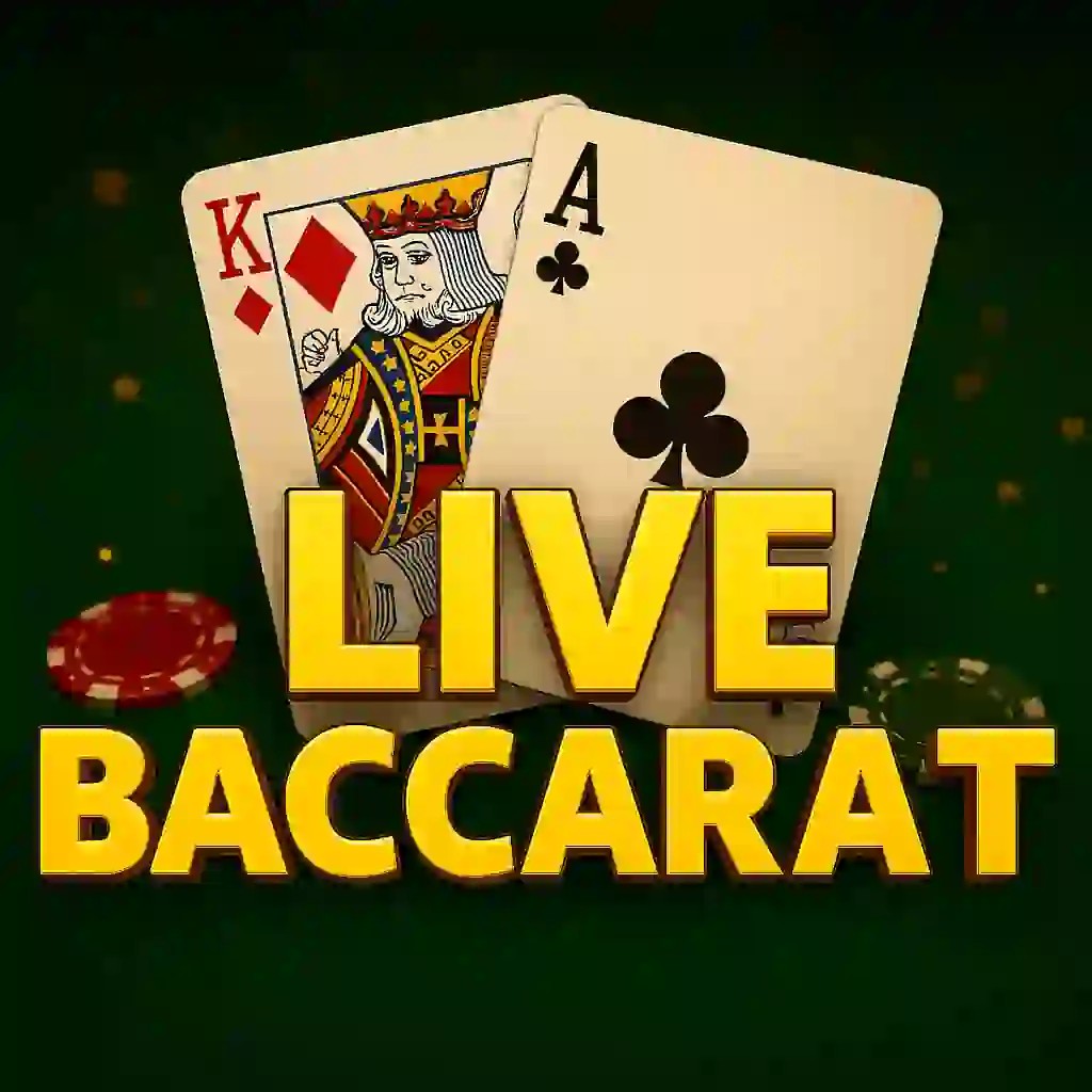 Live Baccarat slot icon by Evolution, available at Lucky Ones Casino